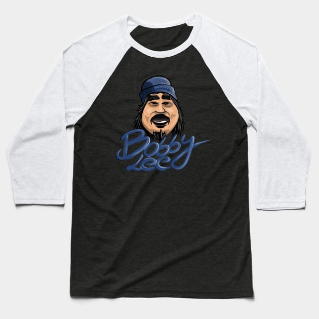 Bobby Lee With Blue Beanie Illustration (Black Base) Baseball T-Shirt by Ina